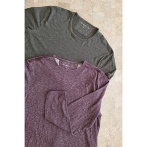 John Varvatos USA Luxe Mens XL Long Sleeve T-Shirt Bundle Olive Green Burgundy